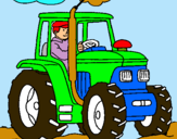 Dibuix Tractor en funcionament  pintat per ramon ccortasa