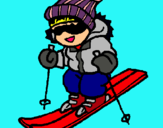 Dibuix Nen esquiant  pintat per Sara Cano Ribas