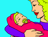 Dibuix Mare amb la seva nadó II pintat per eva