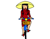 Dibuix Xina amb bicicleta pintat per carla