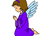 Dibuix Àngel orant  pintat per júlia