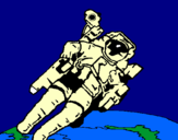 Dibuix Astronauta en l'espai pintat per abril roura