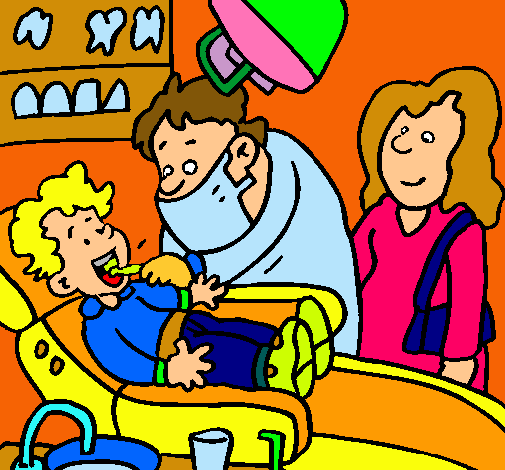 Dibuix Nen en el dentista pintat per nuria