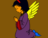 Dibuix Àngel orant  pintat per cristina