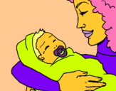 Dibuix Mare amb la seva nadó II pintat per NURIA A.