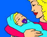Dibuix Mare amb la seva nadó II pintat per judit
