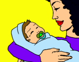 Dibuix Mare amb la seva nadó II pintat per alba