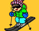 Dibuix Nen esquiant  pintat per nil