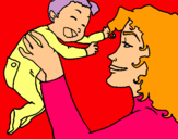 Dibuix Mare amb la seva nadó pintat per aina
