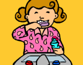 Dibuix Nena raspallant-se les dents pintat per sara i helena bonet