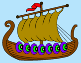 Dibuix Vaixell víking  pintat per edurne