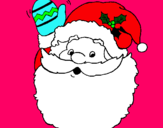 Dibuix Papa Noel saludant  pintat per CARLA