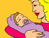 Dibuix Mare amb la seva nadó II pintat per meri