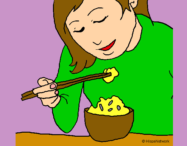 Dibuix Menjant arròs pintat per Bea642