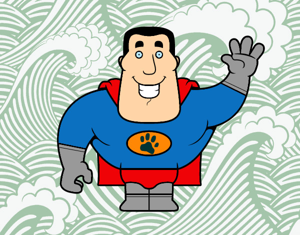 Dibuix Superheroi saludant pintat per aina