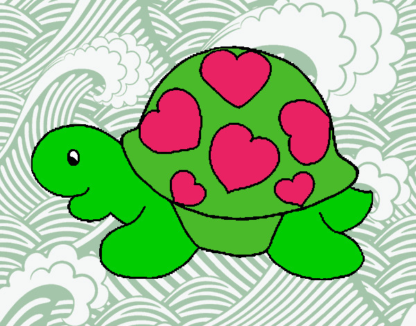Dibuix Tortuga amb cors pintat per laietta