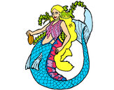 Dibuix Sirena amb llarga cabellera  pintat per meri18mo75