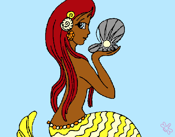 Dibuix Sirena i perla pintat per thate