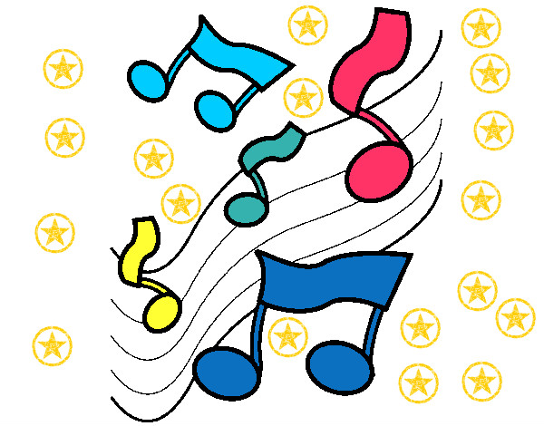 Dibuix Notes en l'escala musical  pintat per ginamandar