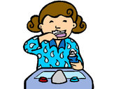 Dibuix Nena raspallant-se les dents pintat per Sandy