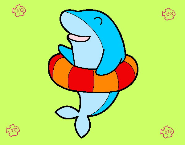 Dibuix Dofí amb flotador pintat per Frankie