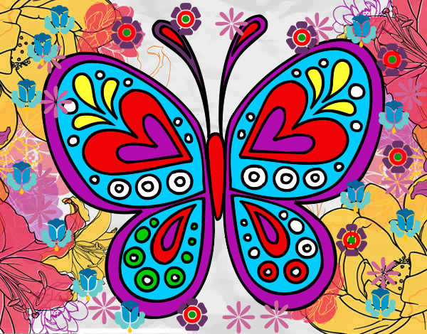 Dibuix Mandala papallona pintat per eudald