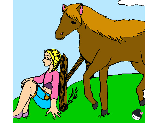 Dibuix Noia i cavall pintat per Auyn