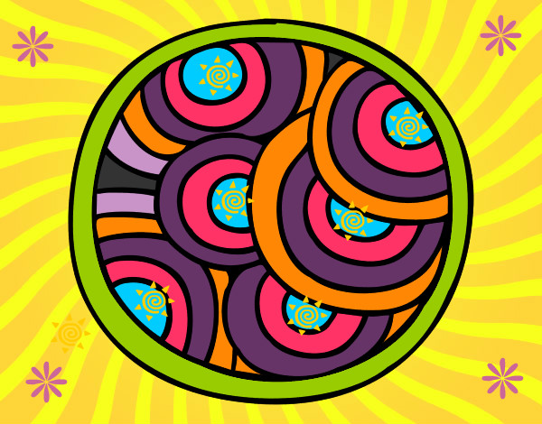 Dibuix Mandala circular pintat per Sangenis