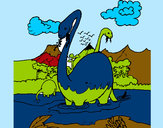 Dibuix Apatosauris en l'aigua  pintat per RogerLamo