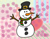 Dibuix Ninot de neu amb barret pintat per Elisabet