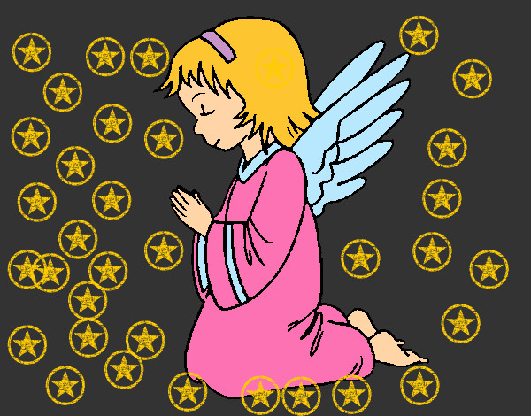 Dibuix Àngel orant  pintat per Elisabet