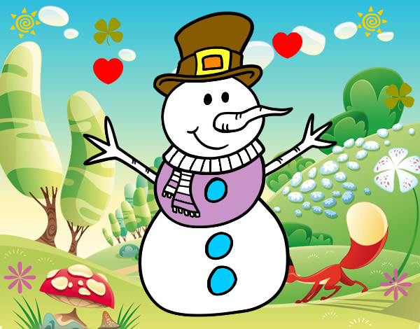 Dibuix Ninot de neu amb barret pintat per ADRIAG