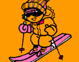 Dibuix Nen esquiant  pintat per Xènia