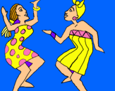 Dibuix Dones ballant pintat per RAÜL