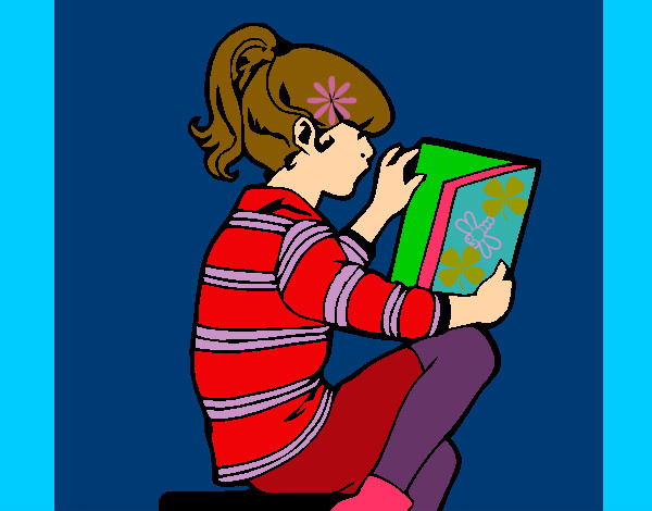 Dibuix Nena llegint pintat per brua
