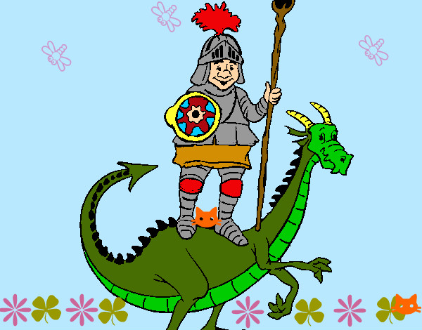 Dibuix Sant Jordi i el drac pintat per RFGAE