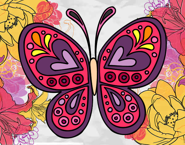 Dibuix Mandala papallona pintat per juliagv