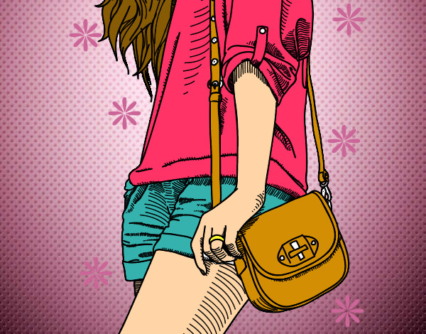 Dibuix Noia amb bossa pintat per Nerea3