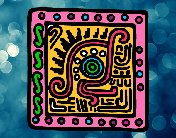 Dibuix Símbol maia pintat per Valls
