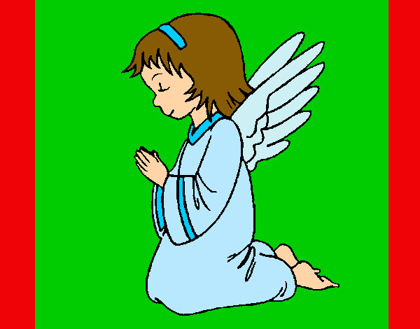 Dibuix Àngel orant  pintat per superrita