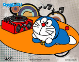 Dibuix Doraemon escoltant música pintat per helena1123