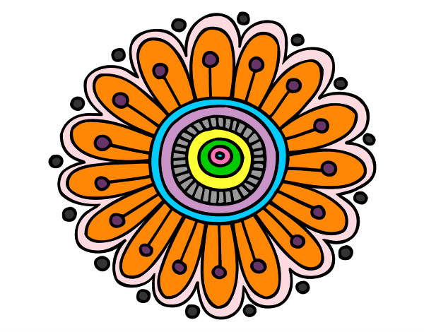 Dibuix Mandala margarita pintat per IVET