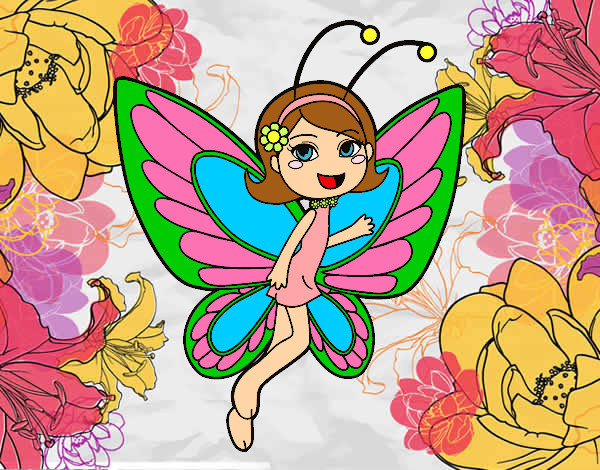 Dibuix Fada papallona contenta pintat per superrita