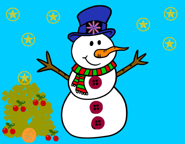 Dibuix Ninot de neu amb barret pintat per Carly45