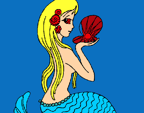 Dibuix Sirena i perla pintat per creamovime