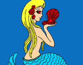 Dibuix Sirena i perla pintat per creamovime