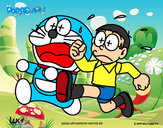 Dibuix Doraemon i Nobita corrent pintat per ona111