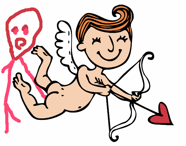 Cupido content amb fletxa