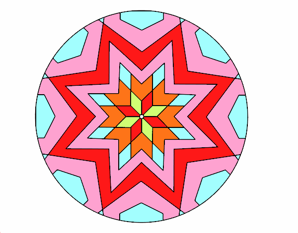 Dibuix Mandala mosaic estrella pintat per Rita