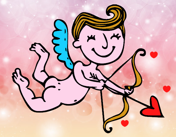 Cupido content amb fletxa